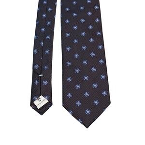 PETER MILLAR Necktie Sevenfold Brown Floral Medallion Men's Tie 58 1/2 Inches